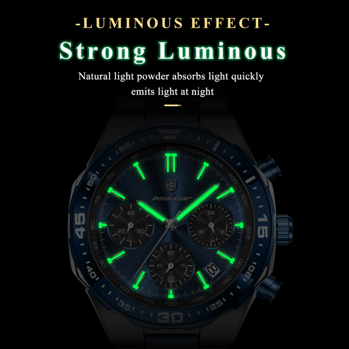 Reloj luminoso impermeable poedegar - cuarzo de lujo