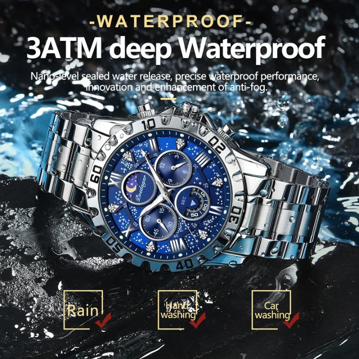 Reloj para hombre poedegar - luminiscente cuarzo de lujo