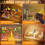 Pizarra LED Transparente para Niños 30x20cm Tablero Acrílico Luminoso con Luz Cálida Tablero de Mensajes Iluminado con 7 Rotuladores de Colores Pegatinas Paños y Soporte Ajustable - Imagen 3